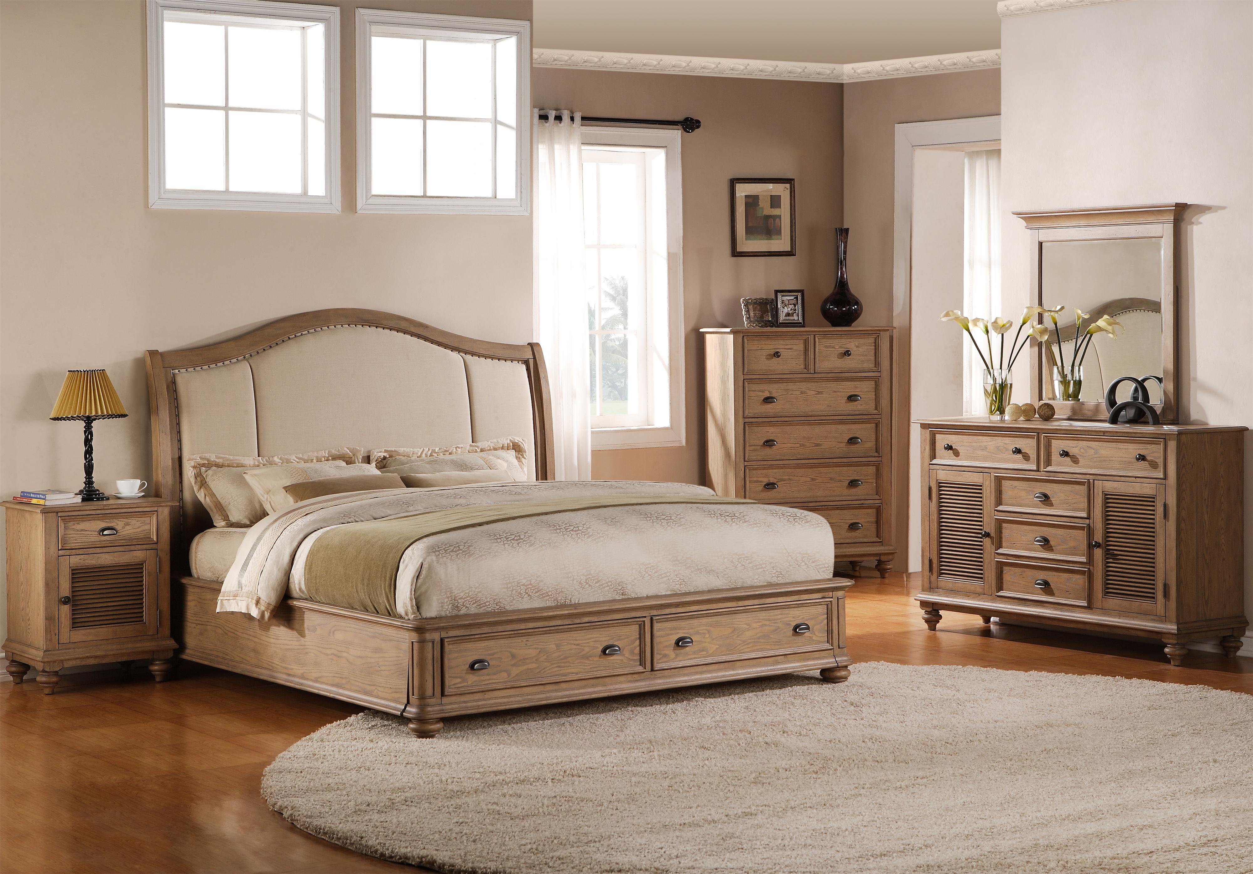 Riverside Furniture Coventry Full/Queen Upholstered Headboard Bed with Storage Footboard